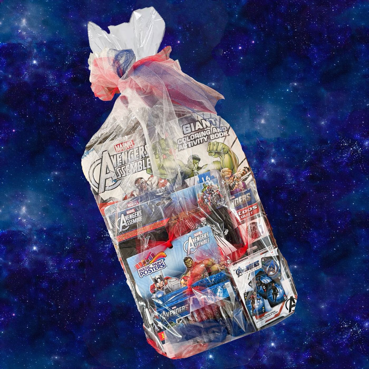 Avengers, wrapped themed gift bag made and filled by Creative Moments at Junction Boutique in Atlantic Highlands, New Jersey