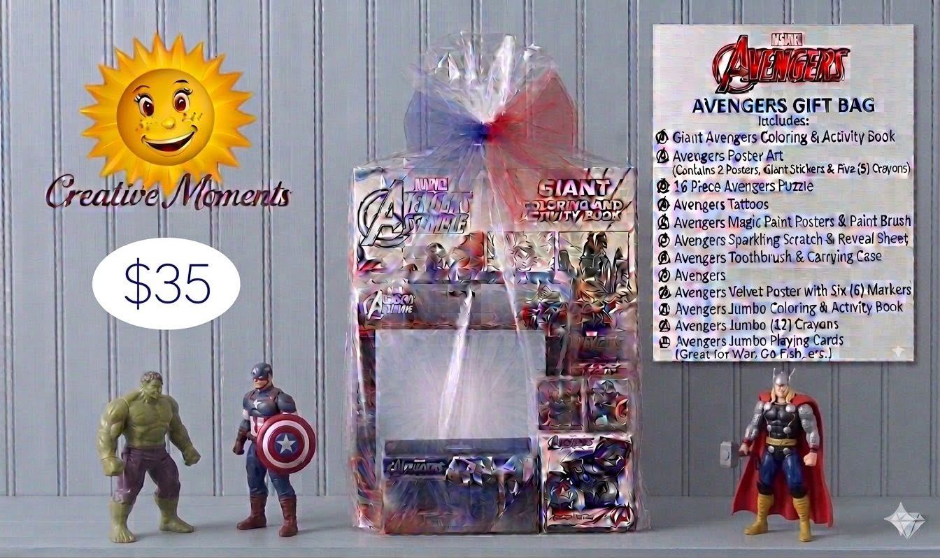 Avengers themed gift bag made and filled by Creative Moments at Junction Boutique in Atlantic Highlands, New Jersey