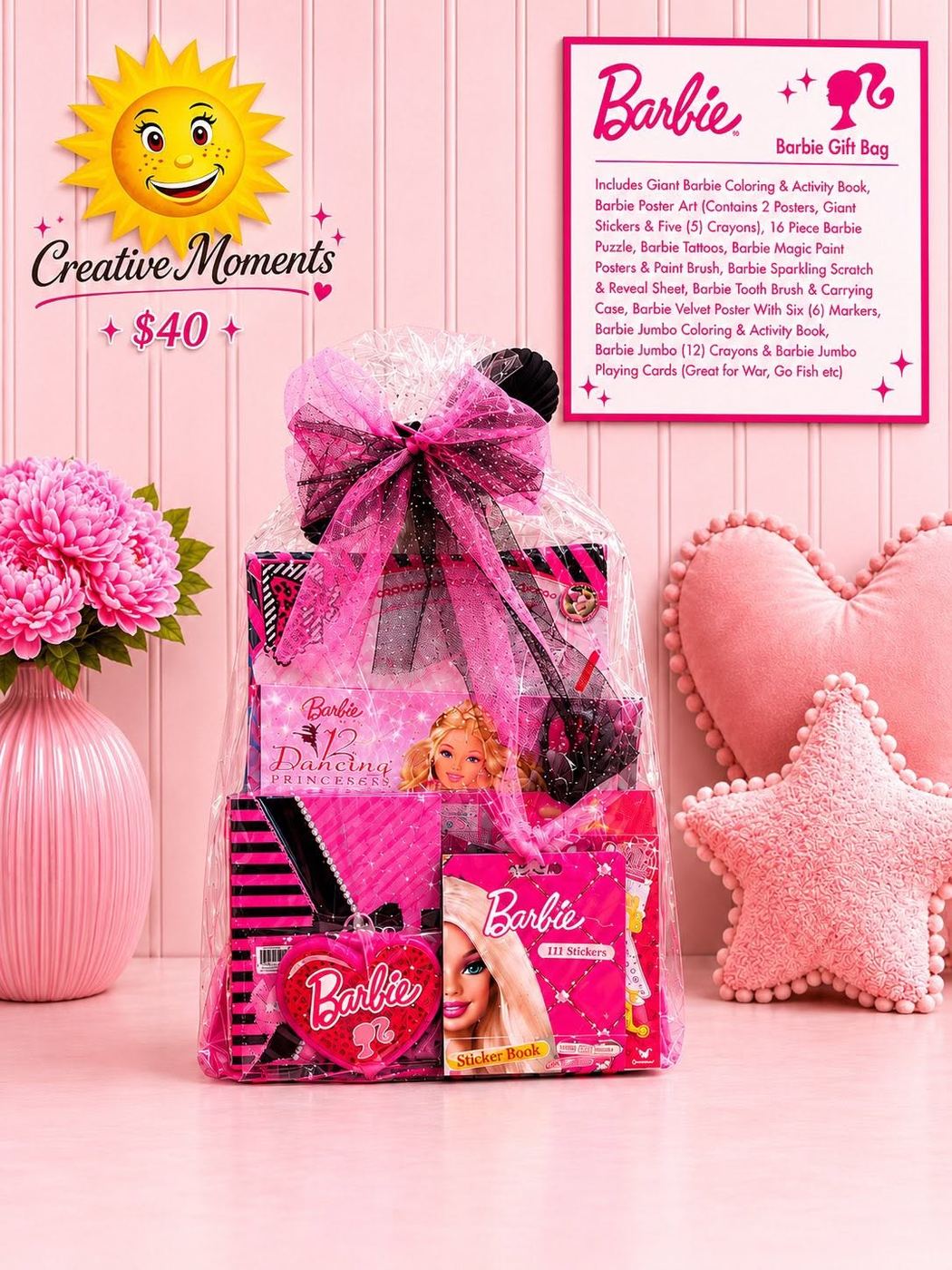 Barbie themed gift bag made and filled by Creative Moments at Junction Boutique in Atlantic Highlands, New Jersey